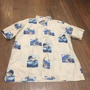 Mens Hook & Tackle 100% Cotton Short Sleeve Boat Swordfish Shirt Size X-Large